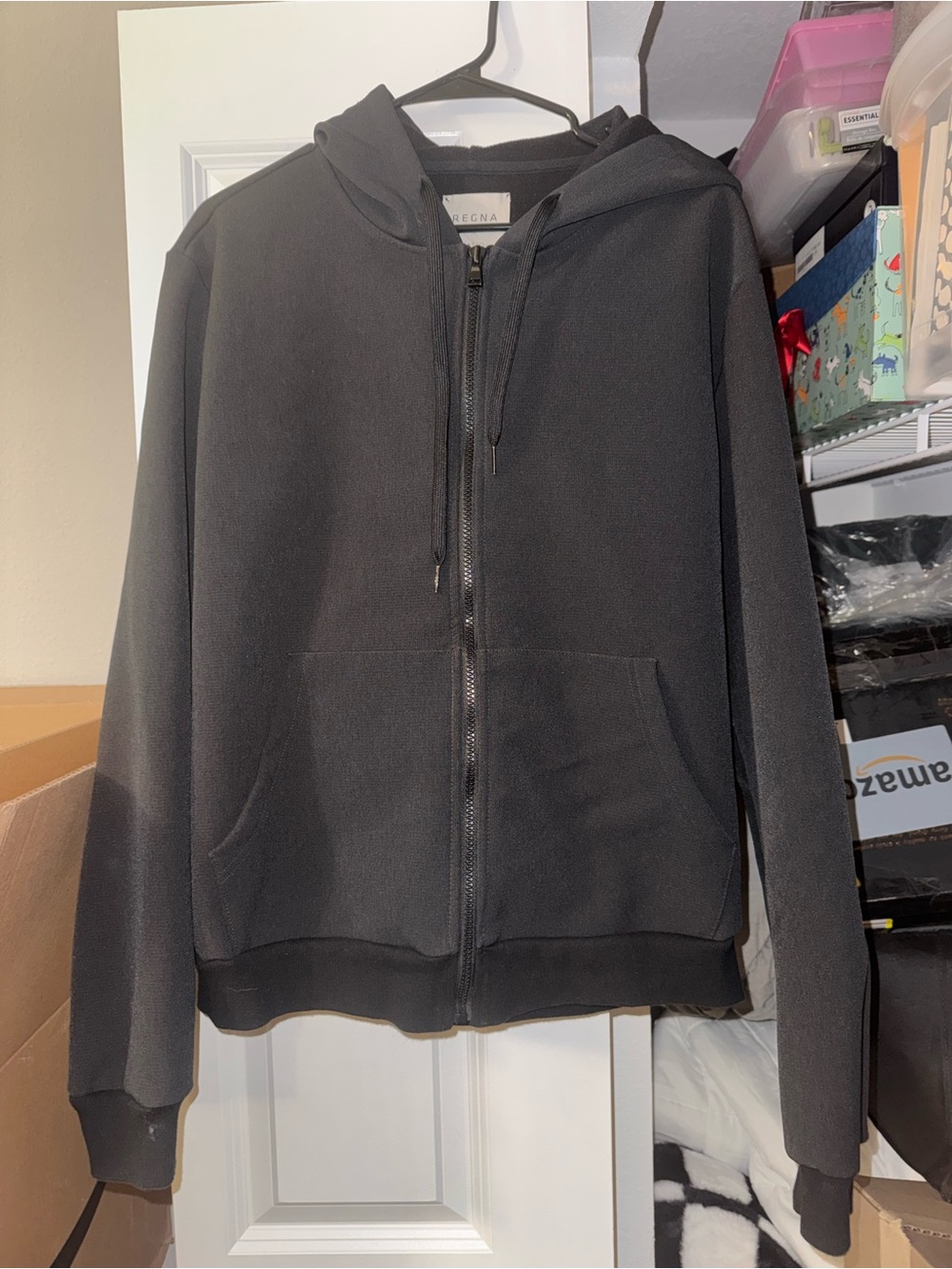 Men's Black Zip-Up Hoodie Jacket Large